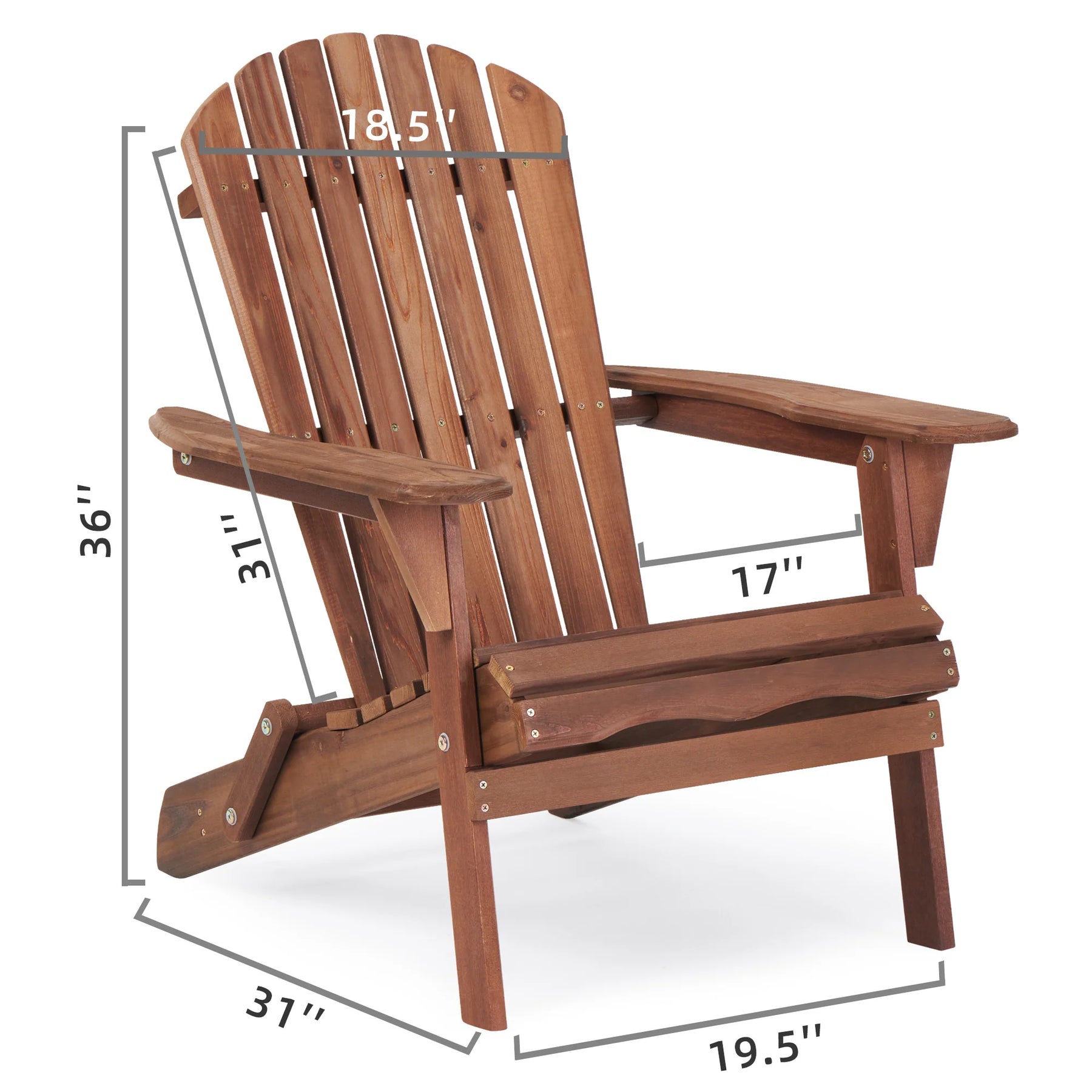 AECOJOY Wooden Outdoor Folding Adirondack Chair Set of 2 Wood Lounge Patio Chair for Garden, Lawn, Backyard, Deck, Pool Side, Fire Pit