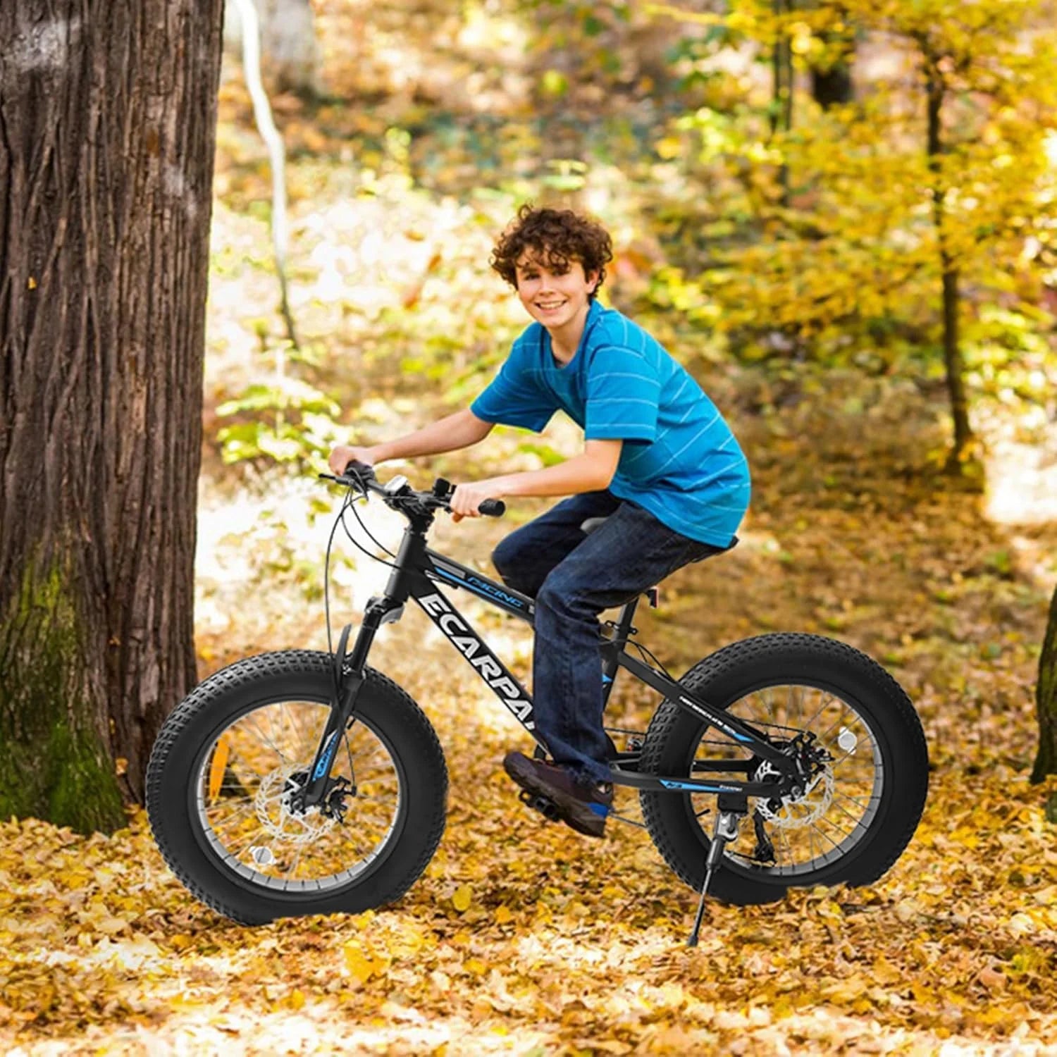 20 in Mountain Bike for 7 - 15 Years Old, 7 Speed Kids Bike with High Carbon Steel Frame, Fat Tire and Dual Disc Brake, Front Suspension Mountain Bicycle Gift for Boys Girls, Grey - Orange