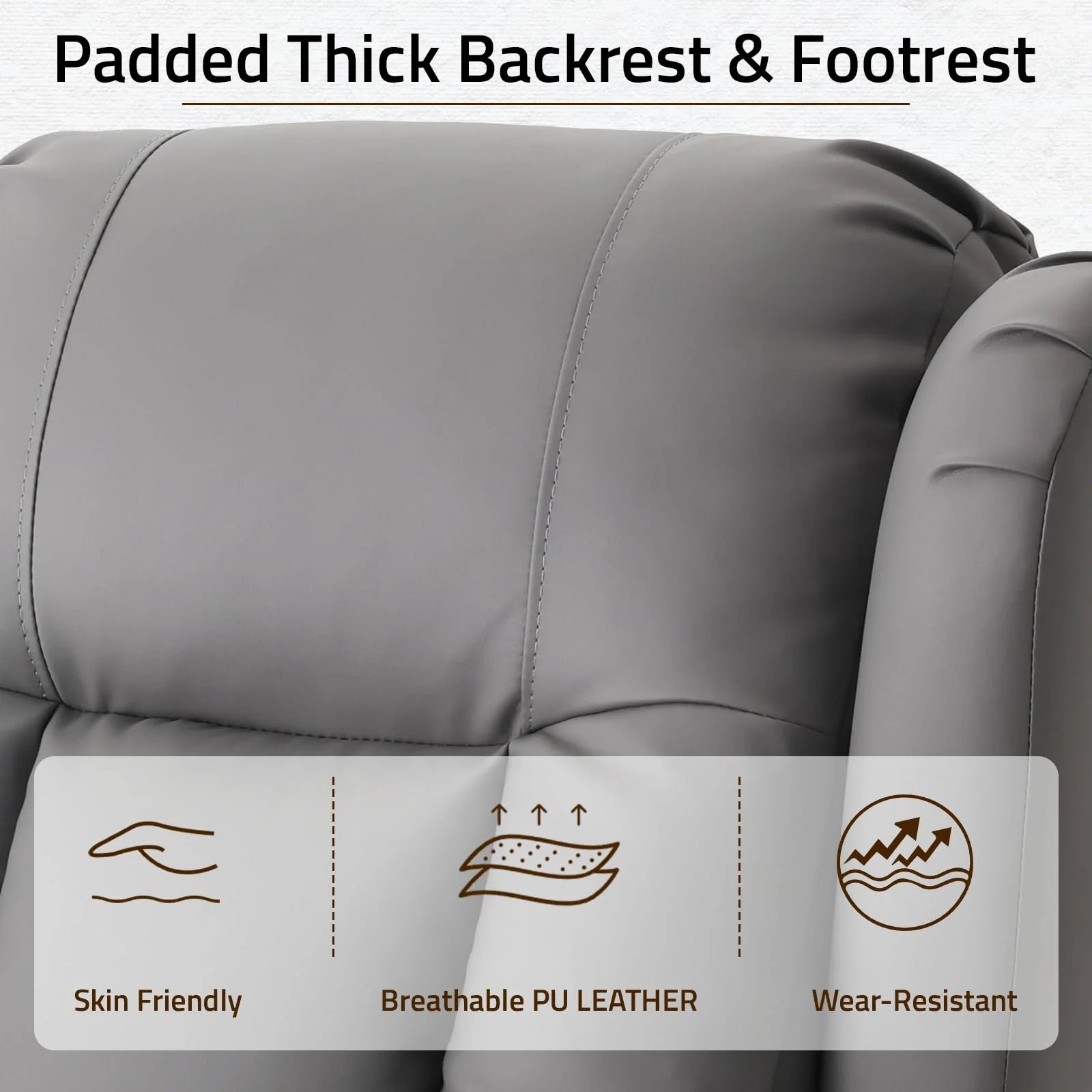 AECOJOY Recliner Chair with Massage and Heat, 360° Swivel Rocking, Grey